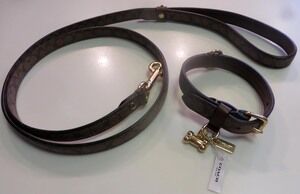 New Coach Signature "C" Dog Collar F26175 Sz Small + Matching Leash F261